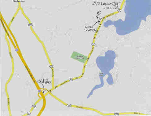 Map to the cottage at 370 Lancaster Hill Road, Tilton, NH